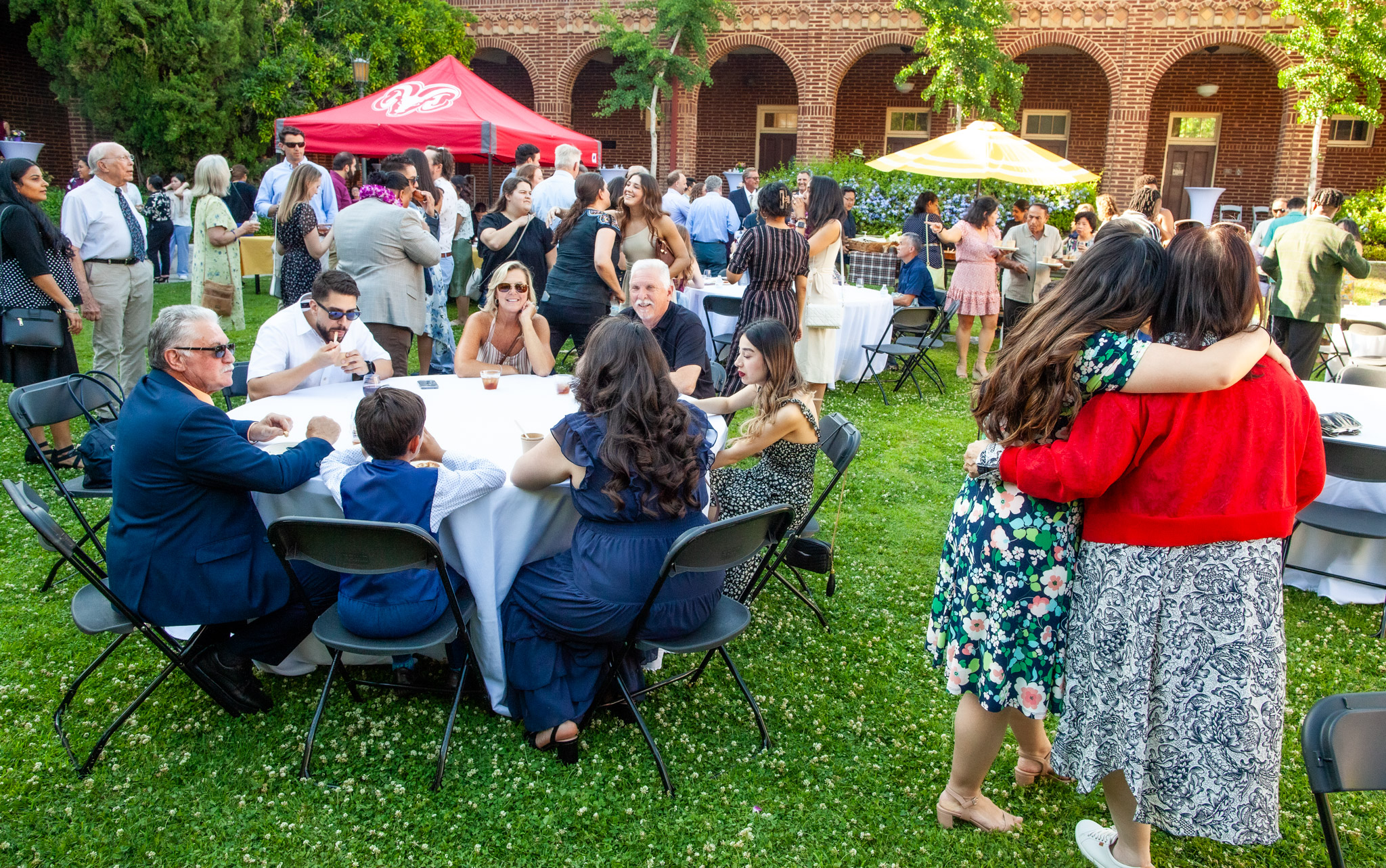 Graduates celebrating with families