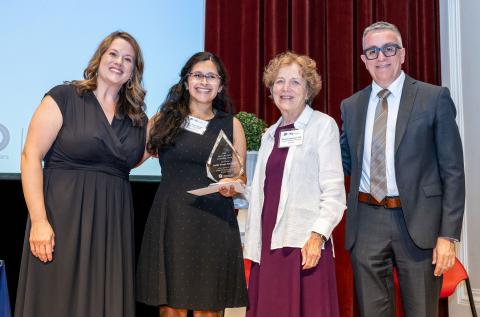 UCSF Fresno leadership and Fresno Madera Medical Society President stand with award winner