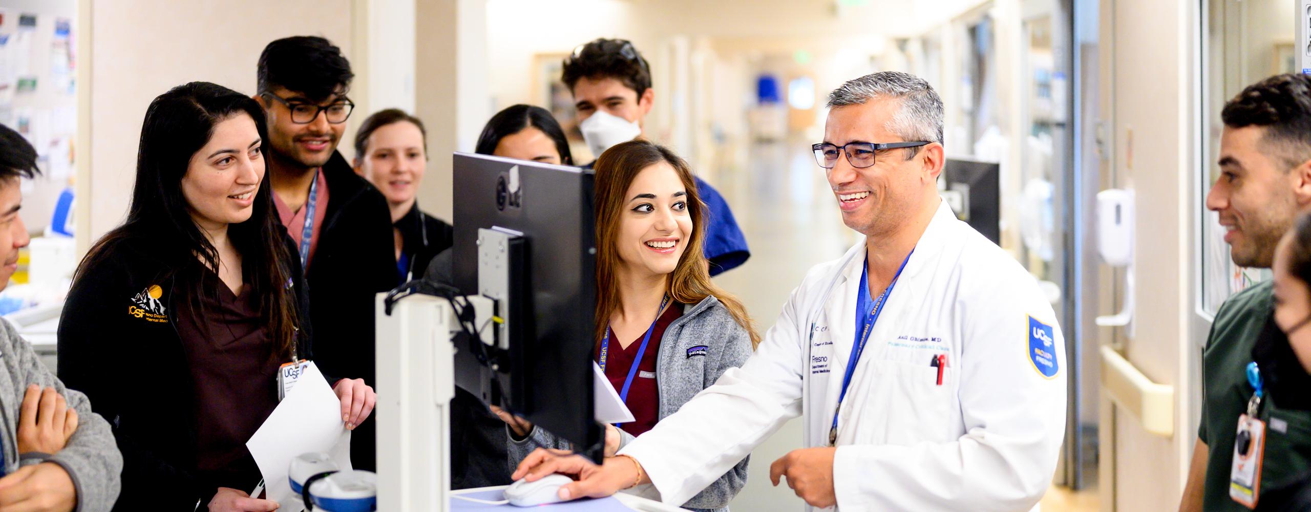 Internal Medicine residents conducting rounds at Community Regional Medical Center Hospita..