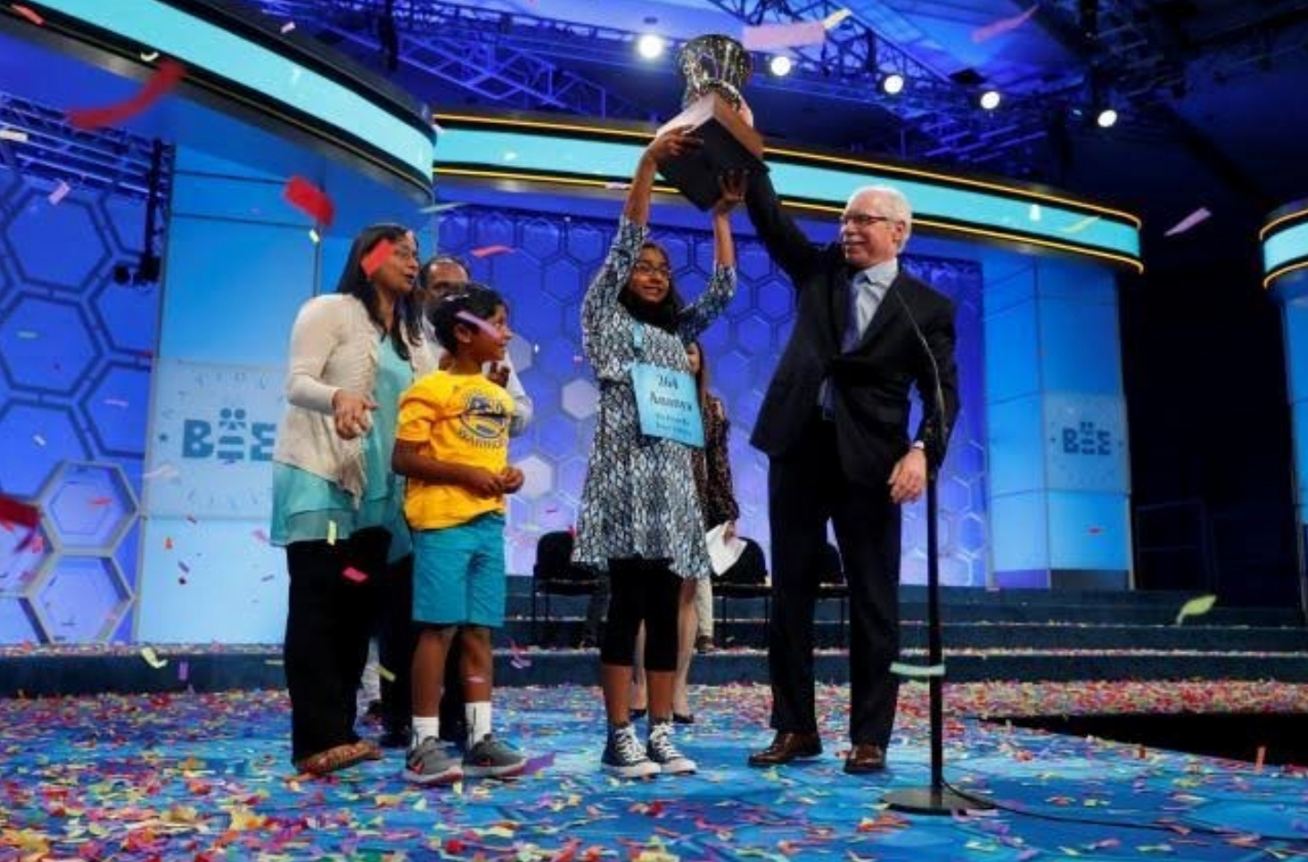 Spelling Bee Winner celebrating their victory